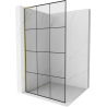 Mexen Kioto L Duschwand Walk-in 110 x 200 cm, schwarzes Gitter, gebürstetes Gold - 800-110-103-55-77