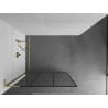 Mexen Kioto L Duschwand Walk-in 110 x 200 cm, schwarzes Gitter, gebürstetes Gold - 800-110-103-55-77