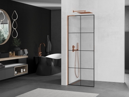 Mexen Kioto L Duschwand Walk-in 70 x 200 cm, schwarzes Gitter, Roségold - 800-070-103-60-77