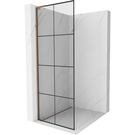 Mexen Kioto L Duschwand Walk-in 80 x 200 cm, schwarzes Gitter, Roségold - 800-080-103-60-77