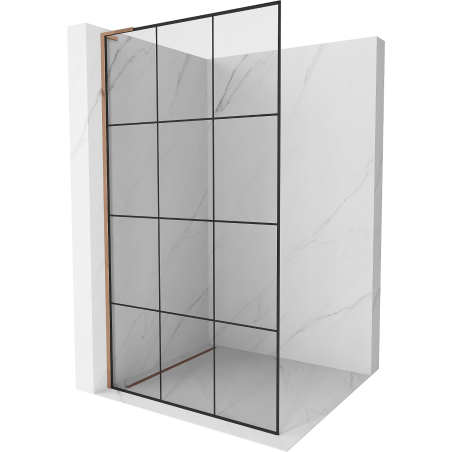 Mexen Kioto L Duschwand Walk-in 100 x 200 cm, schwarzes Gitter, Roségold - 800-100-103-60-77