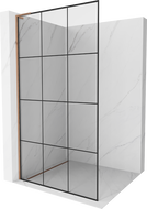 Mexen Kioto L Duschwand Walk-in 100 x 200 cm, schwarzes Gitter, Roségold - 800-100-103-60-77