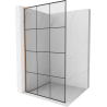 Mexen Kioto L Duschwand Walk-in 100 x 200 cm, schwarzes Gitter, gebürstetes Kupfer - 800-100-103-65-77