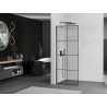 Mexen Kioto L Duschwand Walk-in 80 x 200 cm, schwarzes Gitter, gun gray gebürstet - 800-080-103-66-77