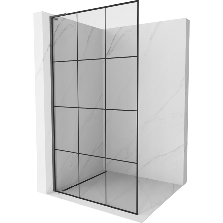 Mexen Kioto L Duschwand Walk-in 110 x 200 cm, schwarzes Gitter, gebürstetes Gun Gray - 800-110-103-66-77