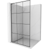 Mexen Kioto L Duschwand Walk-in 110 x 200 cm, schwarzes Gitter, gebürstetes Gun Gray - 800-110-103-66-77