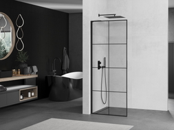 Mexen Kioto L Duschwand Walk-in 70 x 200 cm, schwarzes Gitter, schwarz - 800-070-103-70-77