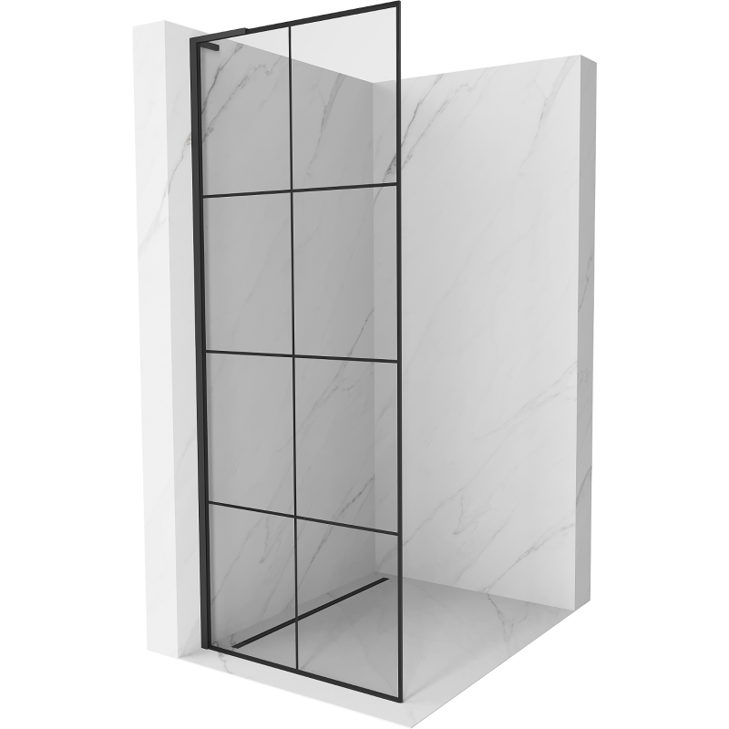 Mexen Kioto L Duschwand Walk-in 80 x 200 cm, schwarzes Gitter, schwarz - 800-080-103-70-77