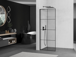 Mexen Kioto L Duschwand Walk-in 80 x 200 cm, schwarzes Gitter, schwarz - 800-080-103-70-77