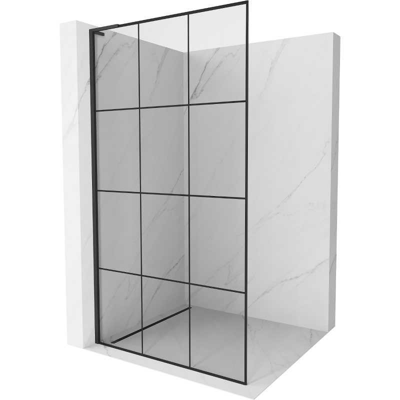 Mexen Kioto L Duschwand Walk-in 100 x 200 cm, schwarzes Gitter, schwarz - 800-100-103-70-77