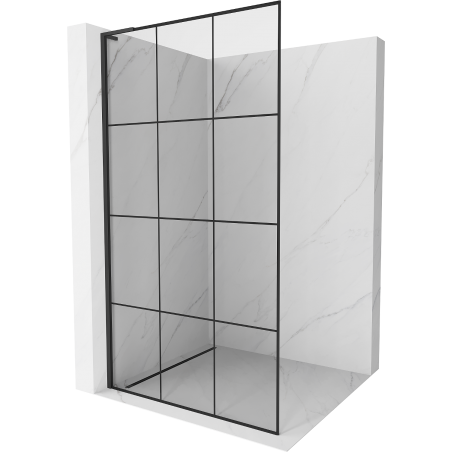 Mexen Kioto L Duschwand Walk-in 100 x 200 cm, schwarzes Gitter, schwarz - 800-100-103-70-77
