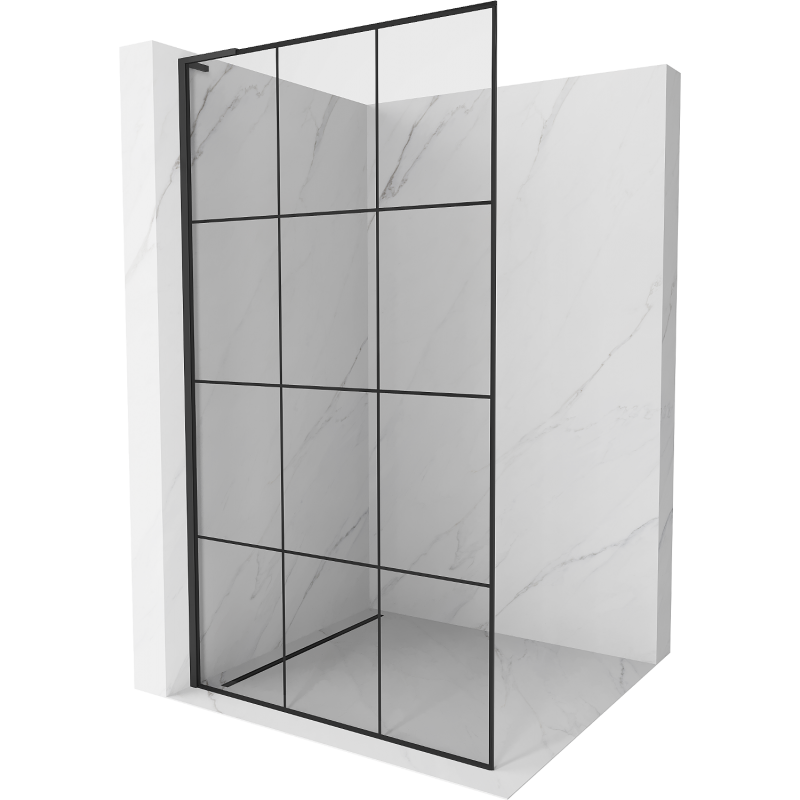 Mexen Kioto L Duschwand Walk-in 110 x 200 cm, schwarzes Gitter, schwarz - 800-110-103-70-77