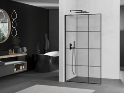 Mexen Kioto L Walk-In-Duschwand 120 x 200 cm, schwarzes Gitter, schwarz - 800-120-103-70-77