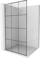 Mexen Kioto L Duschwand Walk-in 100 x 200 cm, schwarzes Gitter, gebürsteter Nickel - 800-100-103-97-77