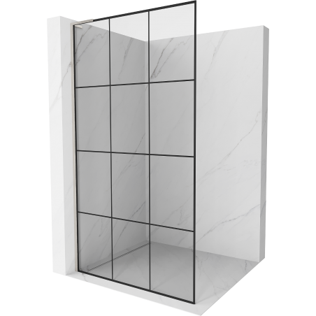 Mexen Kioto L Duschwand Walk-in 120 x 200 cm, schwarzes Gitter, gebürstetes Nickel - 800-120-103-97-77