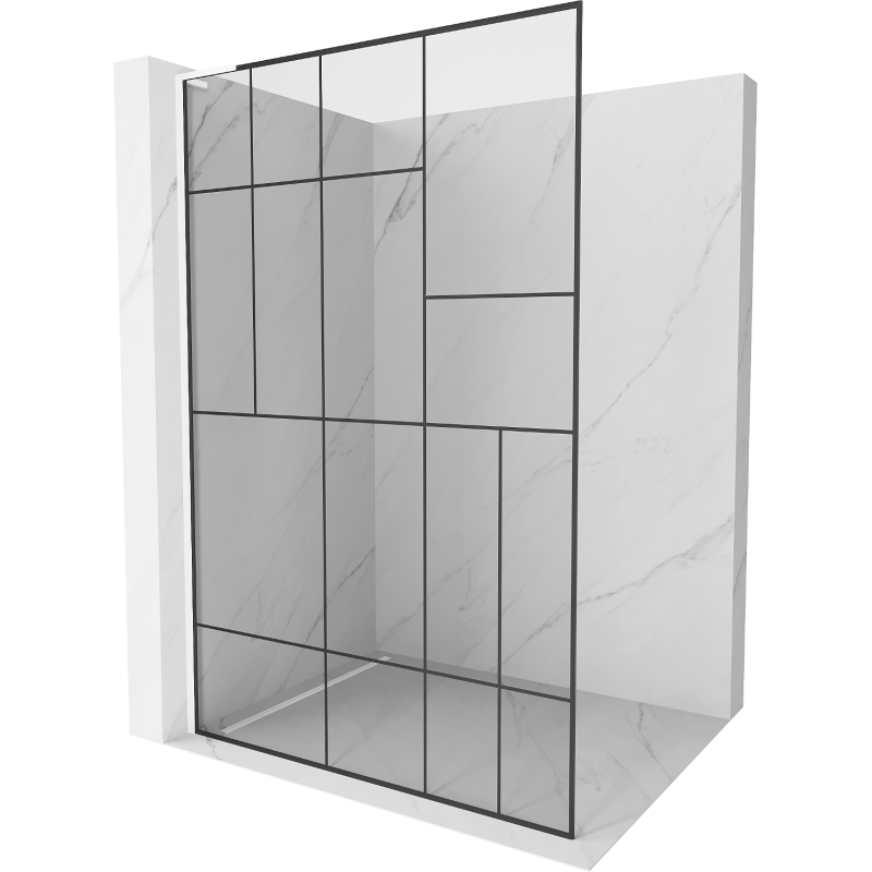 Mexen Kioto L Duschwand Walk-in 120 x 200 cm, schwarzes Muster, weiße - 800-120-103-20-78