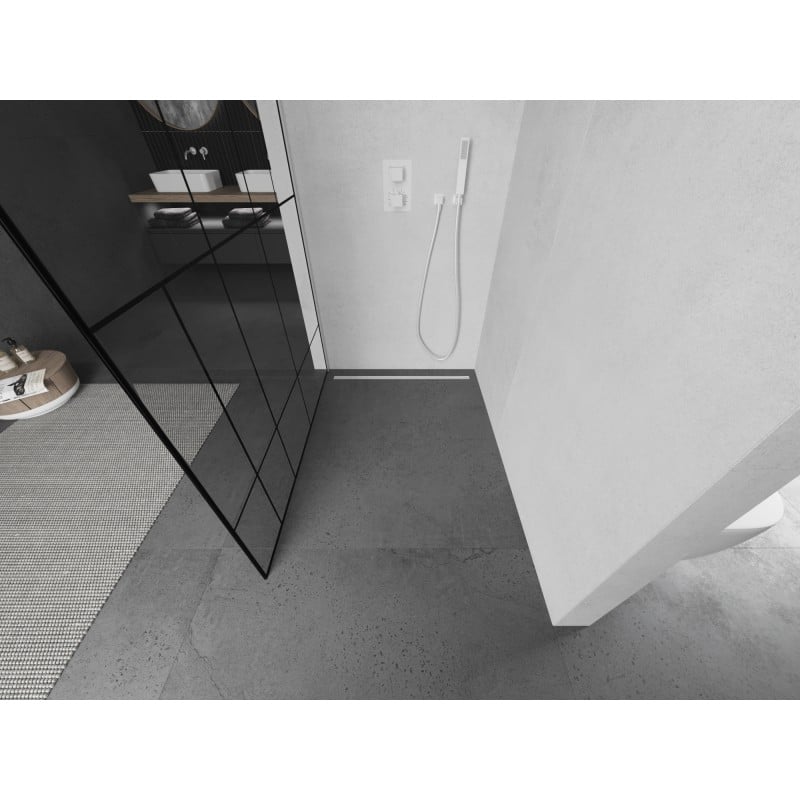 Mexen Kioto L Duschwand Walk-in 110 x 200 cm, schwarzes Muster, weiß - 800-110-103-20-78