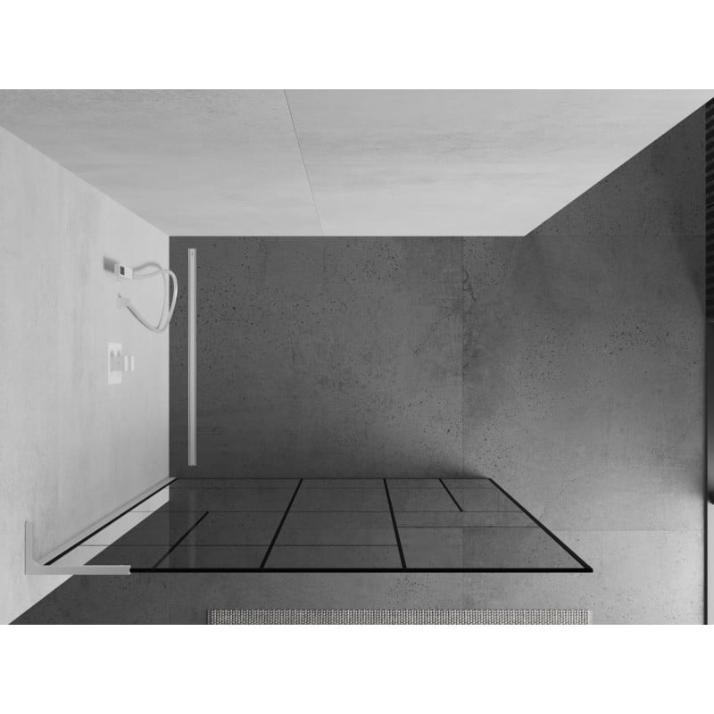 Mexen Kioto L Duschwand Walk-in 100 x 200 cm, schwarzes Muster, weiß - 800-100-103-20-78