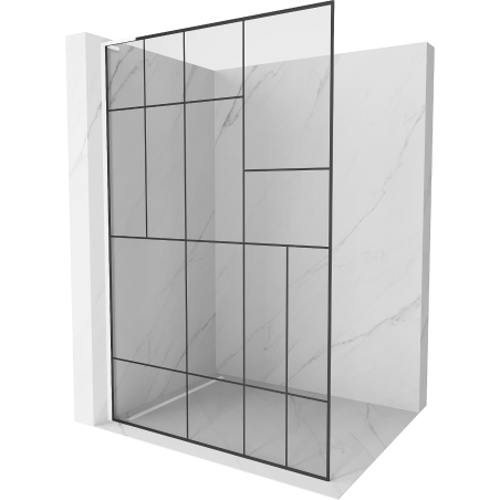 Mexen Kioto L Duschwand Walk-in 80 x 200 cm, schwarzes Muster, weiß - 800-080-103-20-78
