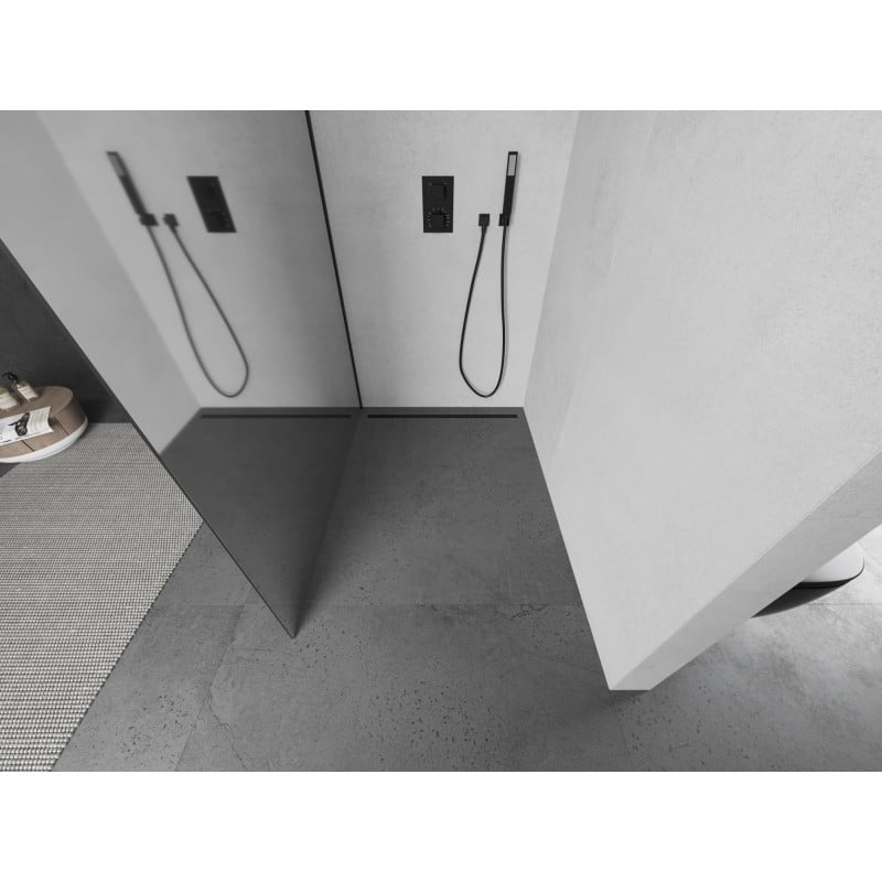 Mexen Kioto L Duschwand Walk-in 80 x 200 cm, Spiegel, schwarz - 800-080-103-70-50