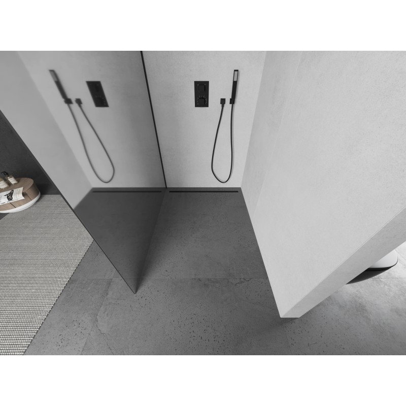 Mexen Kioto L Duschwand Walk-in 90 x 200 cm, Spiegel, schwarz - 800-090-103-70-50