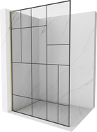 Mexen Kioto L Duschwand Walk-in 100 x 200 cm, schwarzes Muster, Gold - 800-100-103-50-78
