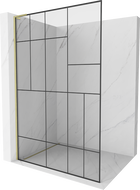 Mexen Kioto L Duschwand Walk-in 120 x 200 cm, schwarzes Muster, gebürstetes Gold - 800-120-103-55-78