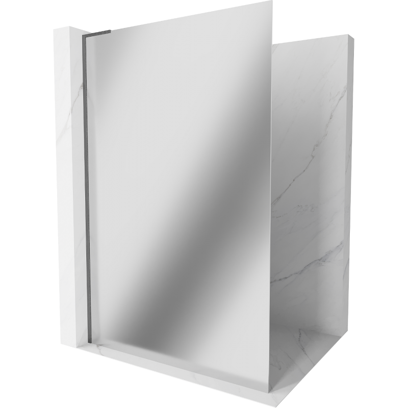 Mexen Kioto L Duschwand Walk-in 110 x 200 cm, Spiegel, gebürstet Gun Gray - 800-110-103-66-50