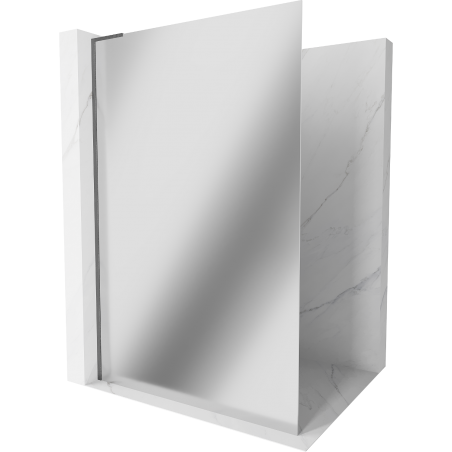 Mexen Kioto L Duschwand Walk-in 120 x 200 cm, Spiegel, gebürstet Gun Gray - 800-120-103-66-50