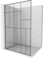 Mexen Kioto L Duschwand Walk-in 110 x 200 cm, schwarzes Muster, Roségold - 800-110-103-60-78