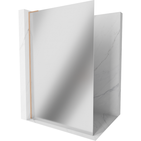 Mexen Kioto L Duschwand Walk-in 90 x 200 cm, Spiegel, gebürstetes Kupfer - 800-090-103-65-50