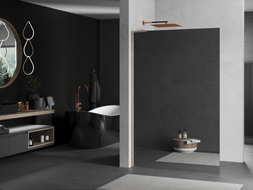 Mexen Kioto L Duschwand Walk-in 100 x 200 cm, Spiegel, gebürstetes Kupfer - 800-100-103-65-50