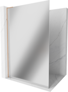 Mexen Kioto L Duschwand Walk-in 100 x 200 cm, Spiegel, gebürstetes Kupfer - 800-100-103-65-50