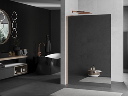 Mexen Kioto L Duschwand Walk-in 110 x 200 cm, Spiegel, gebürstetes Kupfer - 800-110-103-65-50
