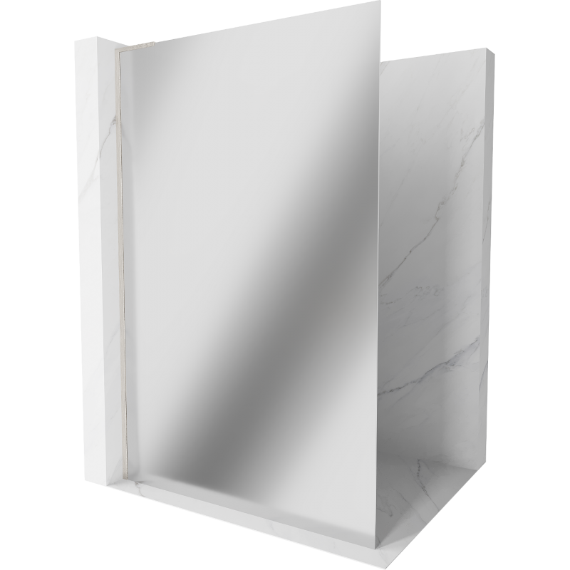 Mexen Kioto L Duschwand Walk-in 120 x 200 cm, Spiegel, gebürsteter Nickel - 800-120-103-97-50