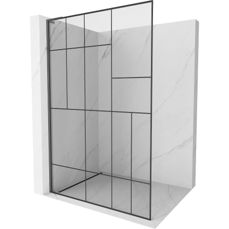 Mexen Kioto L Duschwand Walk-in 110 x 200 cm, schwarzes Muster, gebürstetes Gun Gray - 800-110-103-66-78