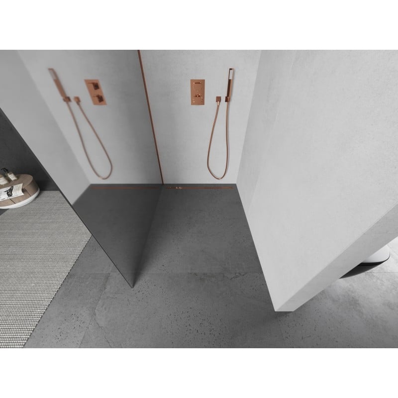 Mexen Kioto L Duschwand Walk-in 80 x 200 cm, Spiegel, Roségold - 800-080-103-60-50