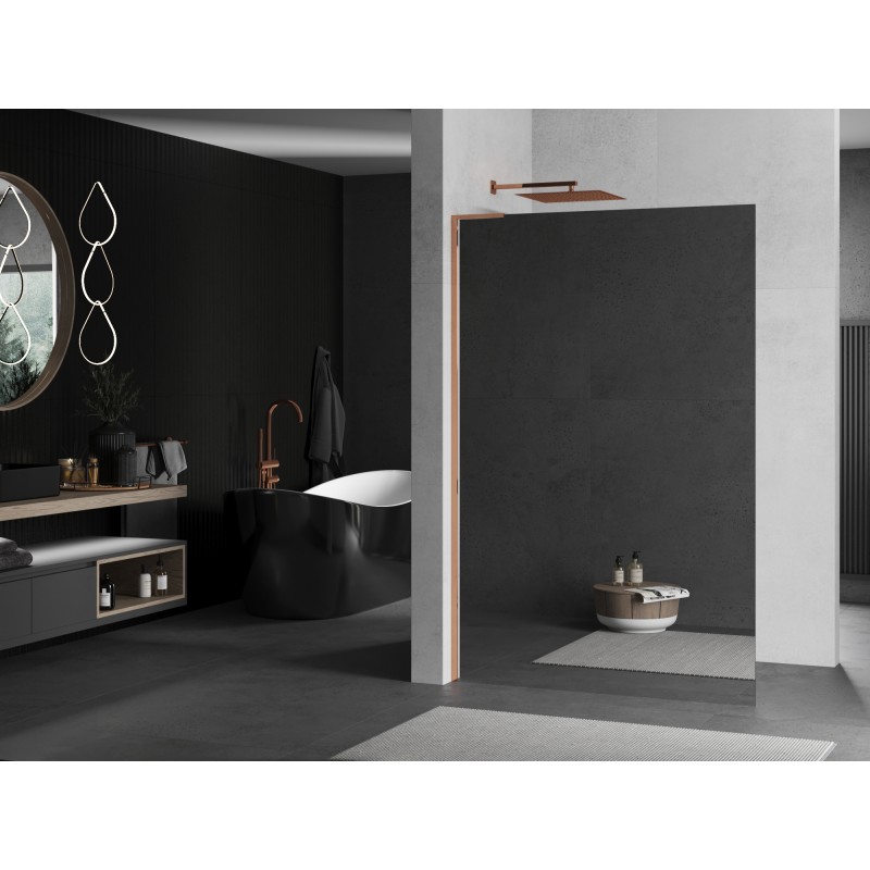 Mexen Kioto L Duschwand Walk-in 100 x 200 cm, Spiegel, Roségold - 800-100-103-60-50