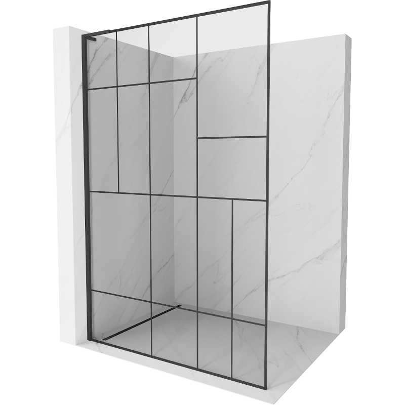 Mexen Kioto L Duschwand Walk-in 90 x 200 cm, schwarzes Muster, schwarz - 800-090-103-70-78