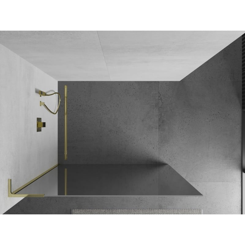 Mexen Kioto L Duschwand Walk-in 90 x 200 cm, Spiegel, Gold - 800-090-103-50-50
