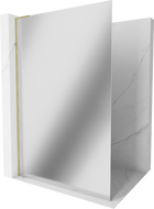Mexen Kioto L Duschwand Walk-in 90 x 200 cm, Spiegel, Gold - 800-090-103-50-50