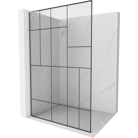 Mexen Kioto L Duschwand Walk-in 100 x 200 cm, schwarzes Muster, gebürsteter Nickel - 800-100-103-97-78