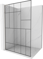 Mexen Kioto L Duschwand Walk-in 100 x 200 cm, schwarzes Muster, gebürsteter Nickel - 800-100-103-97-78