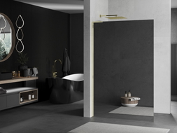 Mexen Kioto L Duschwand Walk-in 110 x 200 cm, Spiegel, Gold - 800-110-103-50-50