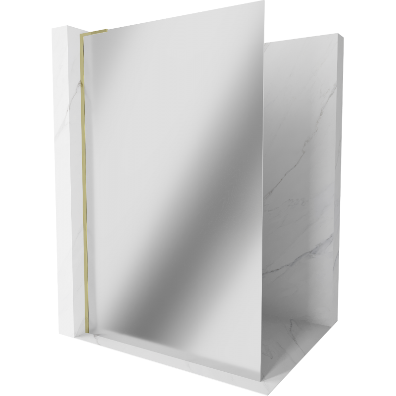 Mexen Kioto L Duschwand Walk-in 120 x 200 cm, Spiegel, Gold - 800-120-103-50-50