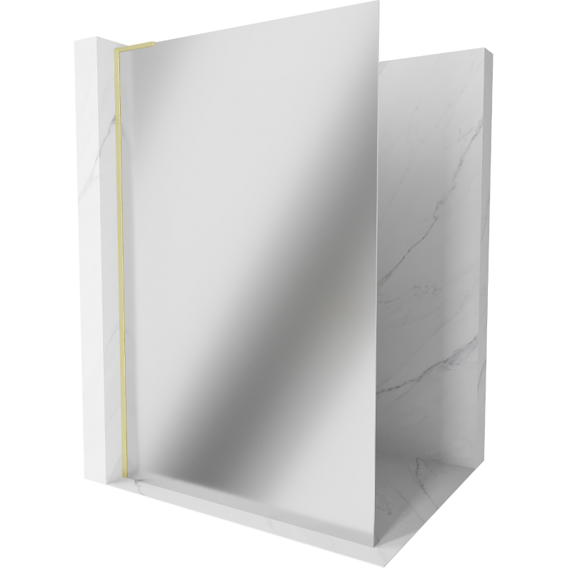 Mexen Kioto L Duschwand Walk-in 70 x 200 cm, Spiegel, gold gebürstet - 800-070-103-55-50