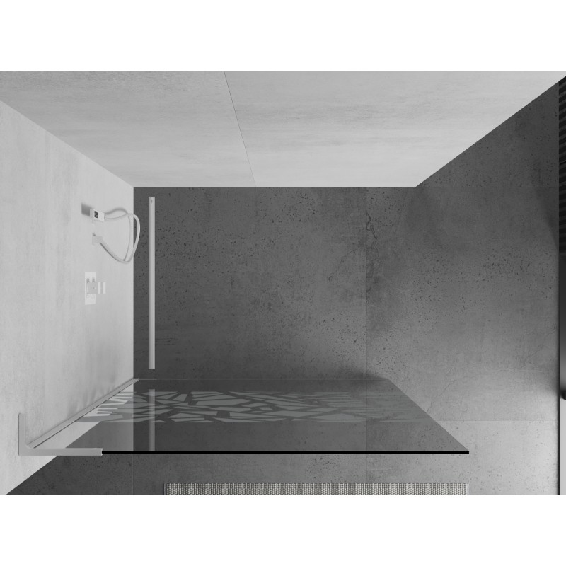 Mexen Kioto L Duschwand Walk-in 100 x 200 cm, weißes Muster, weiß - 800-100-103-20-85