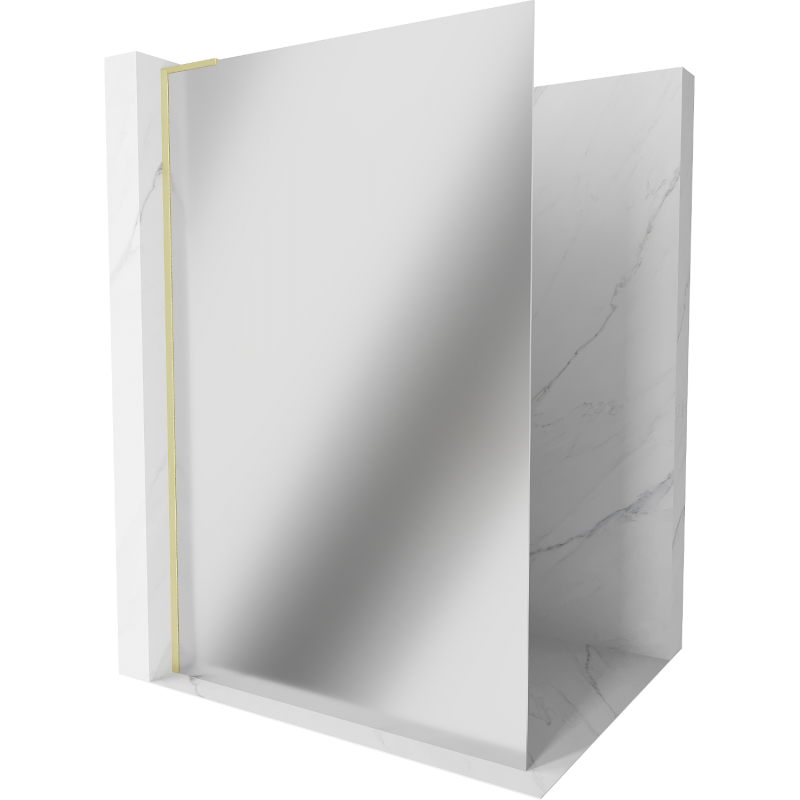 Mexen Kioto L Duschwand Walk-in 100 x 200 cm, Spiegel, gebürstetes Gold - 800-100-103-55-50