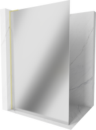 Mexen Kioto L Duschwand Walk-in 110 x 200 cm, Spiegel, gebürstetes Gold - 800-110-103-55-50