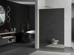 Mexen Kioto L Duschwand Walk-in 110 x 200 cm, Spiegel, gebürstetes Gold - 800-110-103-55-50